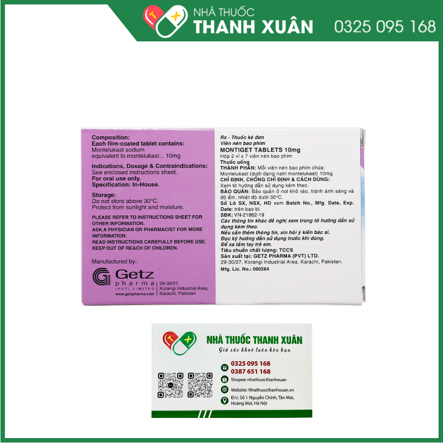 Montiget 10mg phòng và điều trị hen suyễn mạn tính